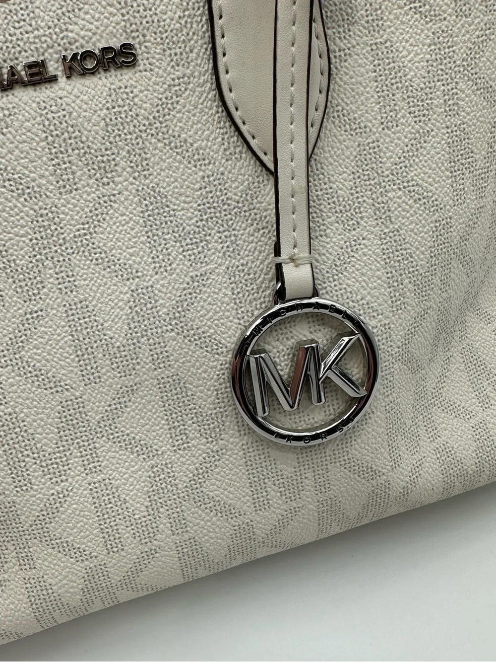 Michael Kors cream White Signature Logo Satchel